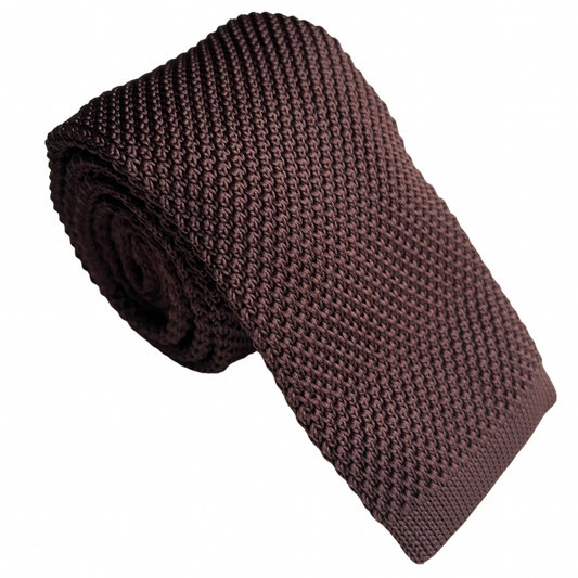 Brown Knit Necktie - Skinny