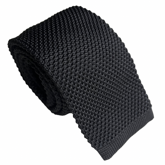 Black Knit Necktie - Skinny